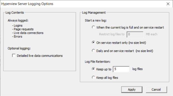 Hyperview service controller logging options.PNG